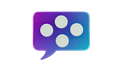 3D Speech Bubble with Four White Circles