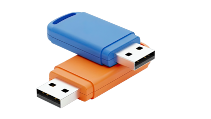 Blue and Orange USB Flash Drives Stacked