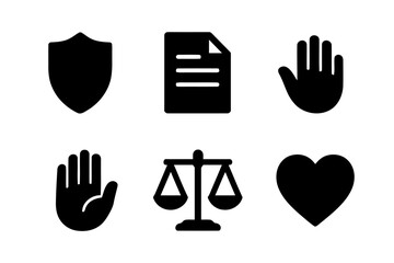 Set of Six Human Rights Icons on White Background
