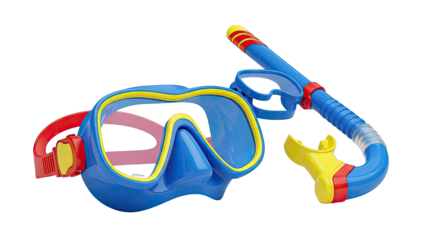 Blue and Yellow Snorkel Mask and Tube Set
