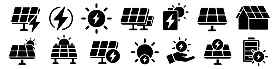 Set of solar energy icons