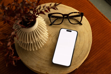 Blank Cell phone Screen mobile phone eyeglasses 