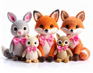 Charming crochet animals in a cozy studio setting adorable creatures crafted with love