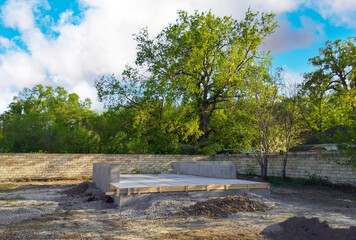 Construction of a country house: pouring the foundation