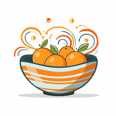 Oranges in striped bowl vibrant fruit still life nyepi day.