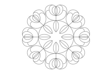 A delicate floral mandala design on a white background
