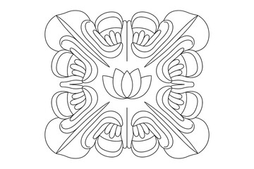 A beautiful line drawing of an intricate floral design on a white background