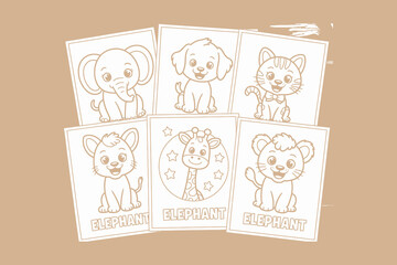 A set of cute animal drawings for kids to color and learn