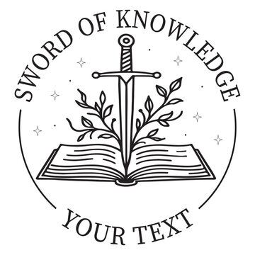 Sword of Knowledge Design, Book Embosser, Custom Ex Libris Stamp, Floral Bookplate Stamp, Personalized Library Embossing, Book Lover Design