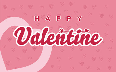 Cover template of valentines day with hand drawn icon in pink background