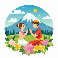 Couple Celebrating Vesak Day with Mountain View nyepi day.