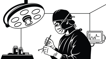 A surgeon in a hospital operating room preparing for a surgical procedure