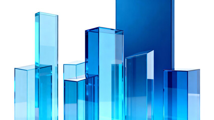 Abstract Blue Glass Bar Graphs for Data Visualization
