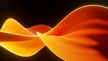 Abstract orange wave motion graphic on black background for design - Powered by Adobe
