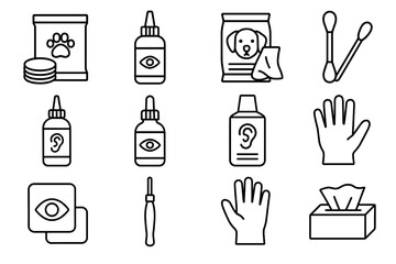 Soft cotton icon pet tissue care vector glove ear bottle lens disposable