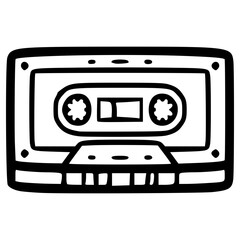 doodle Cassette tape illustration hand drawn outline vector