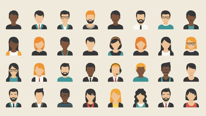 Diverse Group of People Avatars Representing Different Genders and Ethnicities.