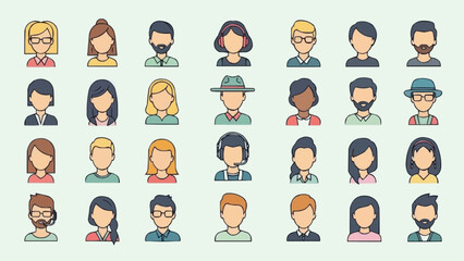 Diverse Group of People Avatars Representing Different Individuals.