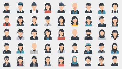 Diverse Group of People Avatars Representing Different Individuals.