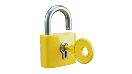 Yellow Padlock and Key