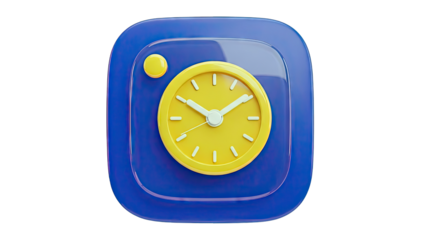 3D Rendered Blue and Yellow Clock Icon