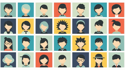 Diverse Group of People Avatars Representing Different Individuals.