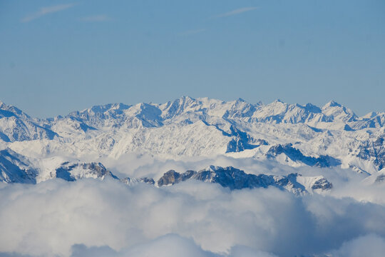 Snowy alpine peaks on Hintertux Glacier