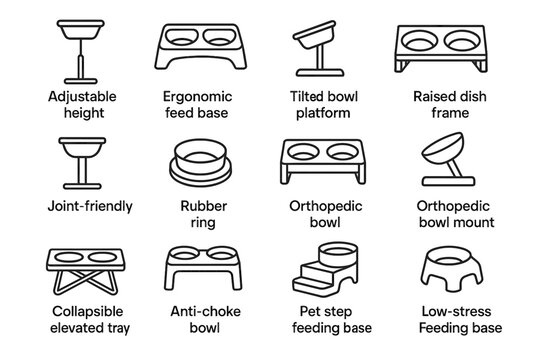 Rubber raised feeding vector setup pet icon step platform feeders bowl tray