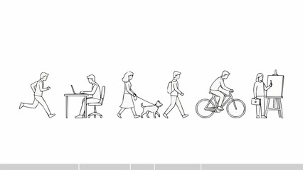 Diverse Group of People Engaged in Various Daily Activities.