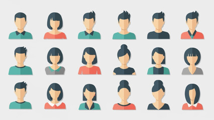 Diverse Group of People Icons Representing Different Individuals.