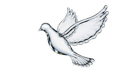 Obraz premium A delicate glass dove in flight against a dark background