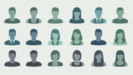 Diverse Group of People Icons Representing Different Individuals.