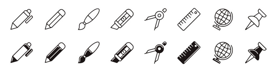 Set of stationery drawing vector illustration on white background and back to school theme