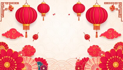 Fototapeta premium Abstract illustration of a red Chinese-style lantern