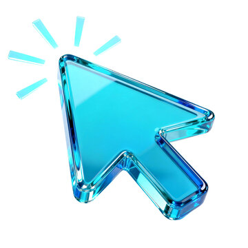 Blue Glass Cursor Icon with Glow Effect