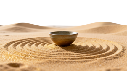 Bowl on Sand Dunes with Zen Garden Patterns