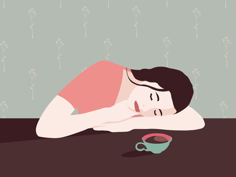 Woman asleep on the table