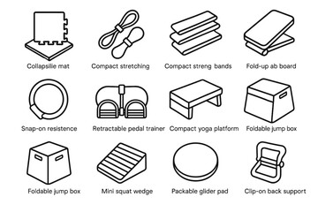 Resistance packable step icon back vector loop squat gym compact foldable retractable