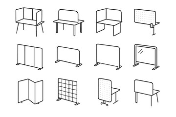 Privacy vector barrier partition grid collapsible wall workspace shield acoustic icon icons