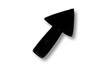 A black arrow pointer with subtle shadow, isolated on a transparent background, highlighting direction and emphasis.