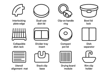Rack tile vector dish base mat edge compact lid alignment modular icon