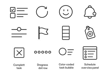 Hour bubble overview schedule planning digital reminder icons panel icon task vector