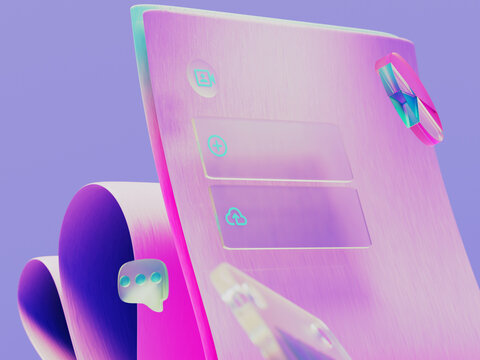 Modern Digital Interface Design Showcasing Vibrant Colors and Shapes