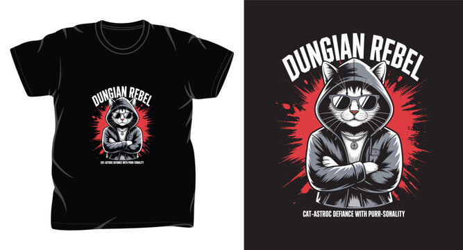 cat graphic vector art t shirt design print templete