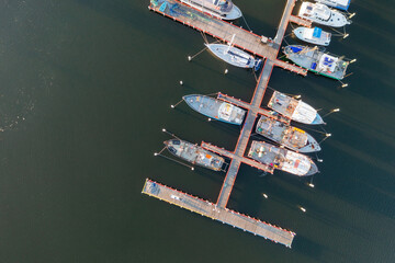 Fishing boats docked at a jetty