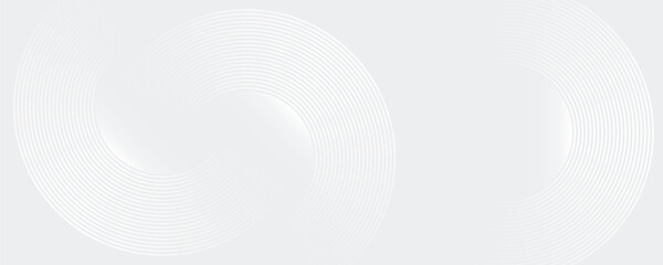 Abstract white glowing geometric lines on gray background. Modern shiny blue circle lines pattern. Futuristic technology concept. Suit for cover, poster modern