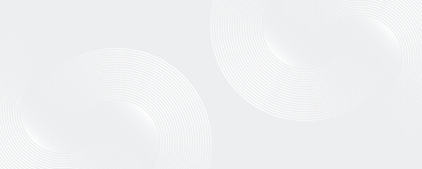 Abstract white glowing geometric lines on gray background. Modern shiny blue circle lines pattern. Futuristic technology concept. Suit for cover, poster modern