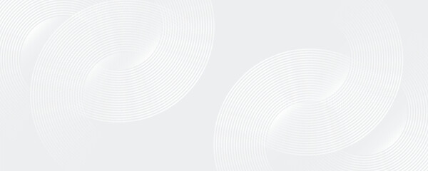 Abstract white glowing geometric lines on gray background. Modern shiny blue circle lines pattern. Futuristic technology concept. Suit for cover, poster modern