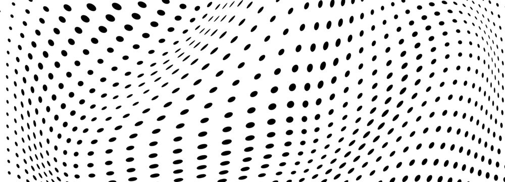Creative abstract halftone wave dotted background in futuristic grunge style. Vector optical pop art texture for modern print and digital design.