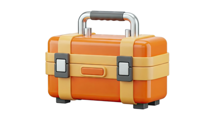 Orange and Yellow Toolbox with Silver Handle